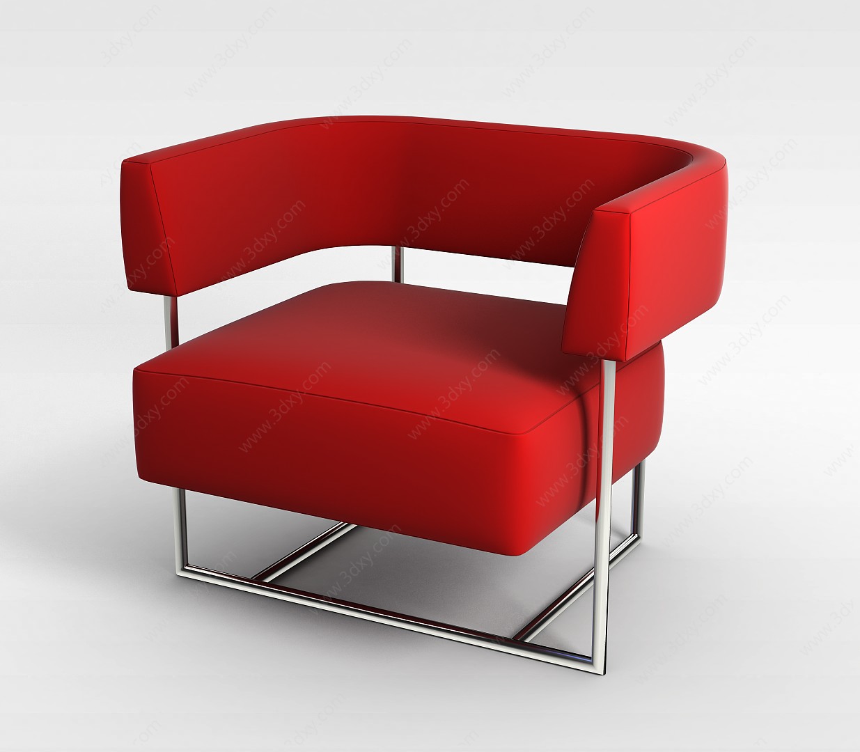 红色皮质椅子3D模型