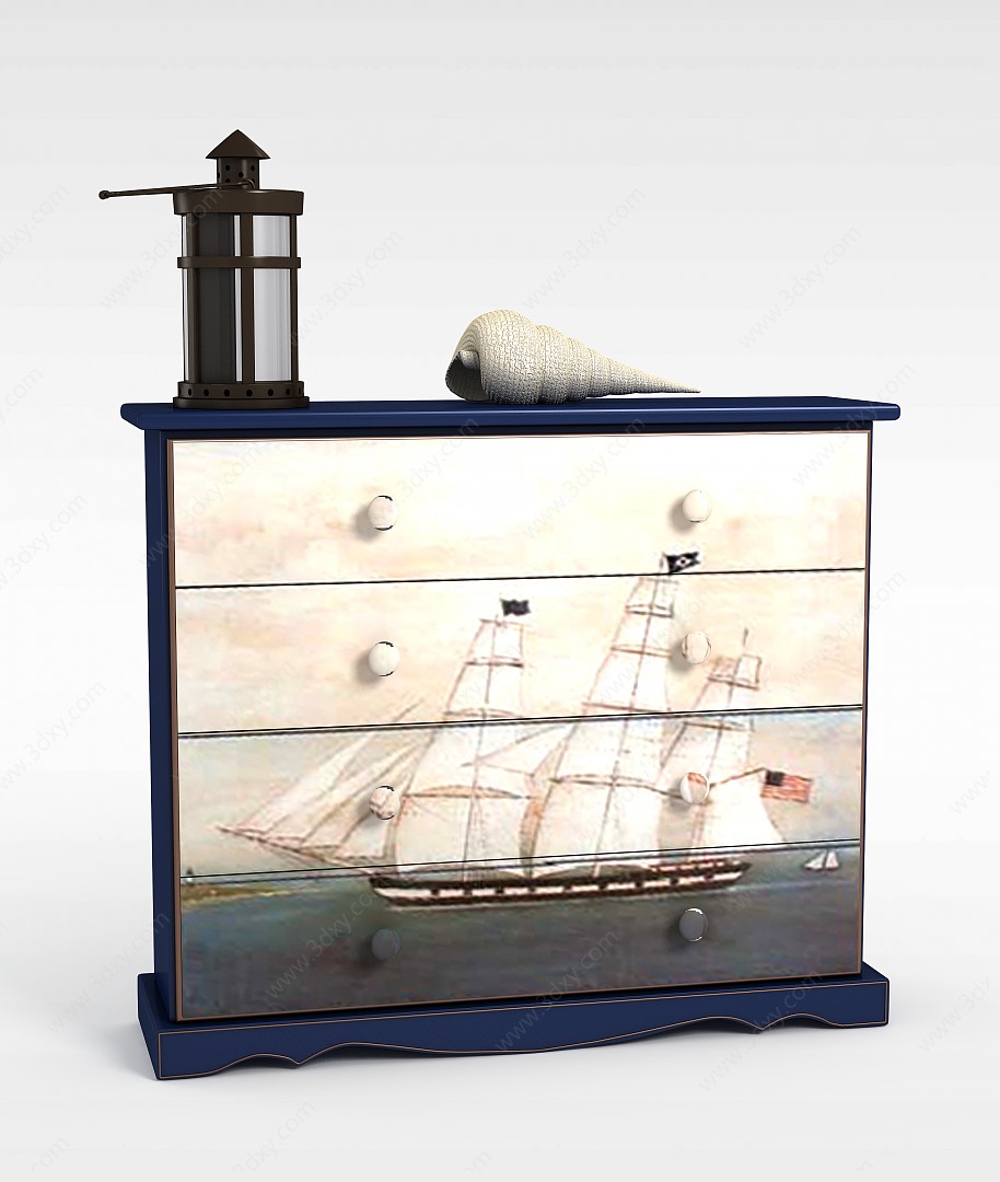 帆船鞋柜3D模型
