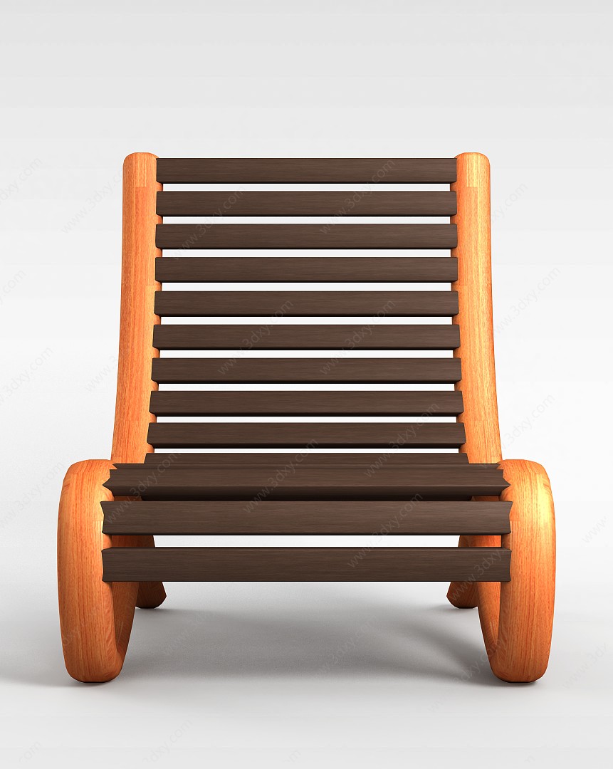 单人木质休闲椅3D模型