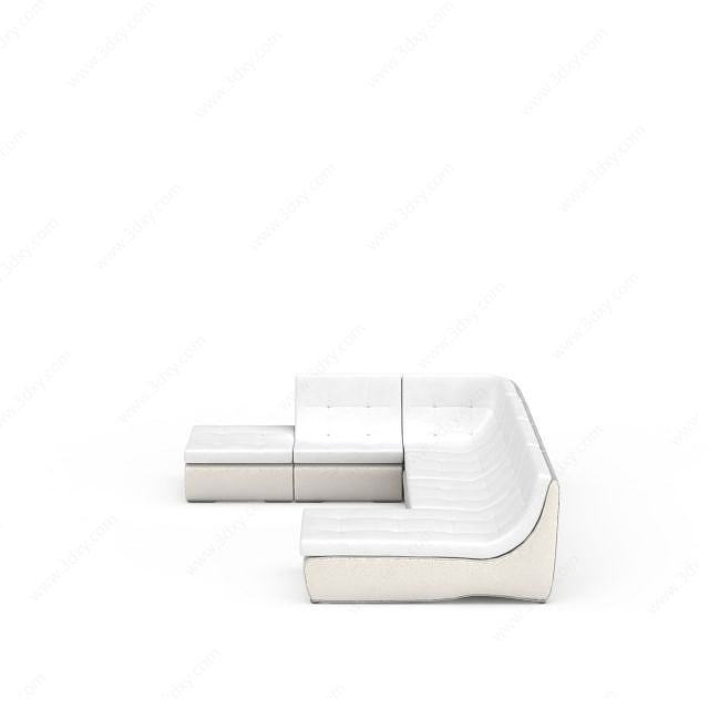 白色皮质沙发3D模型