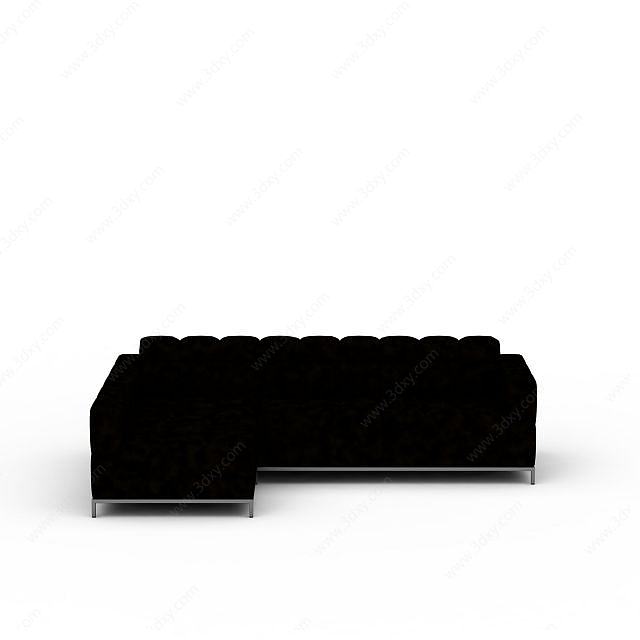 黑色转角沙发3D模型