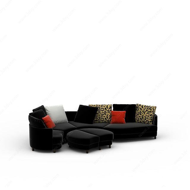 黑色异形沙发3D模型