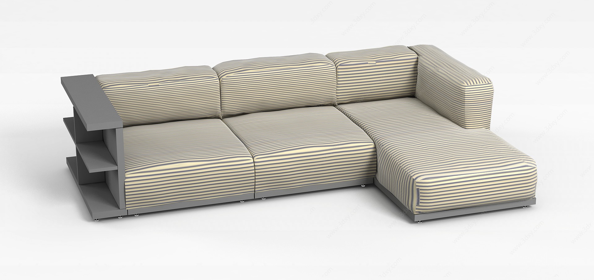 转角条纹沙发3D模型