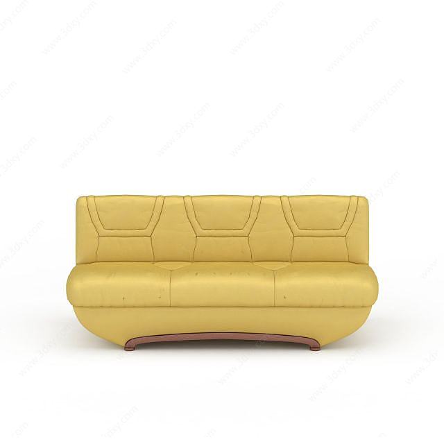 黄色皮质沙发3D模型