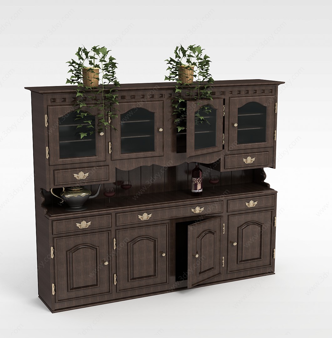 高档木质酒柜3D模型