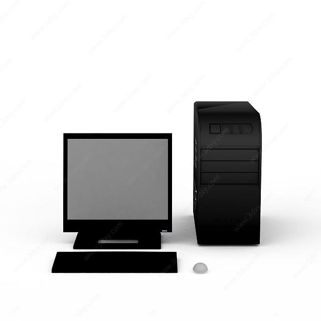 黑色台式电脑3D模型