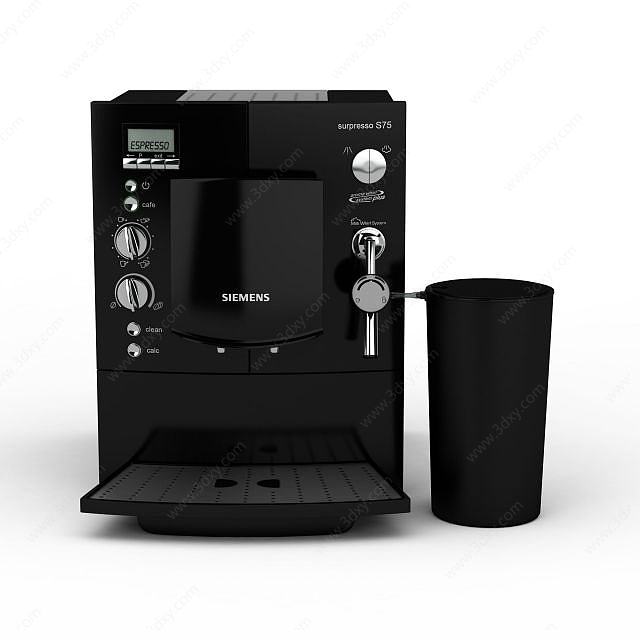 黑色泵压式咖啡机3D模型