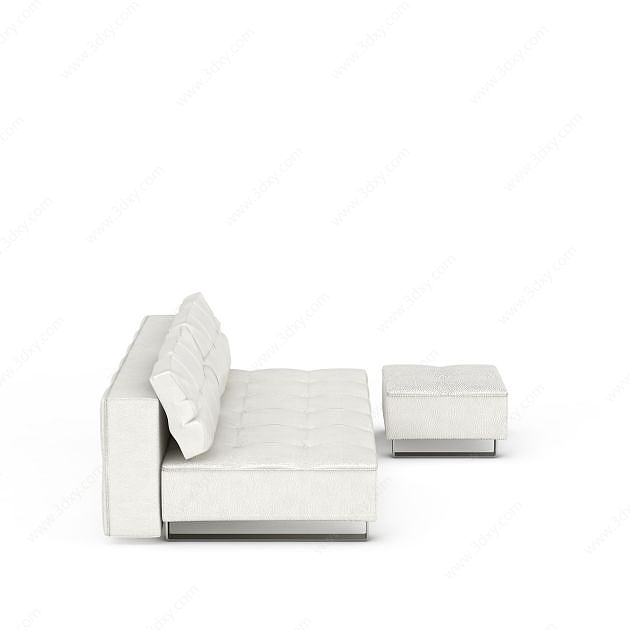 白色布艺沙发3D模型