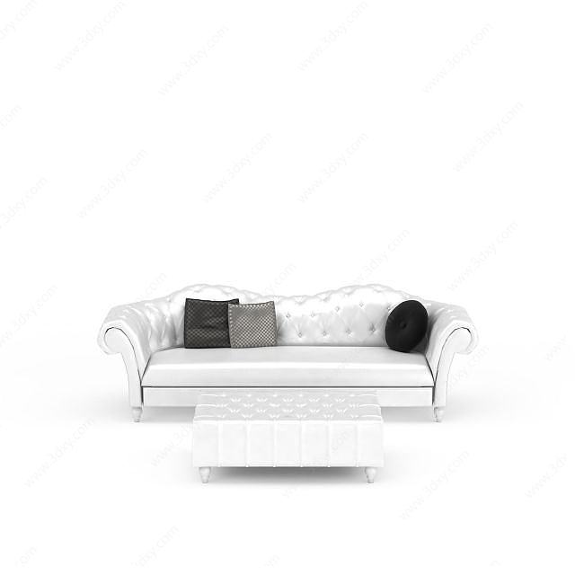 高档白色沙发3D模型