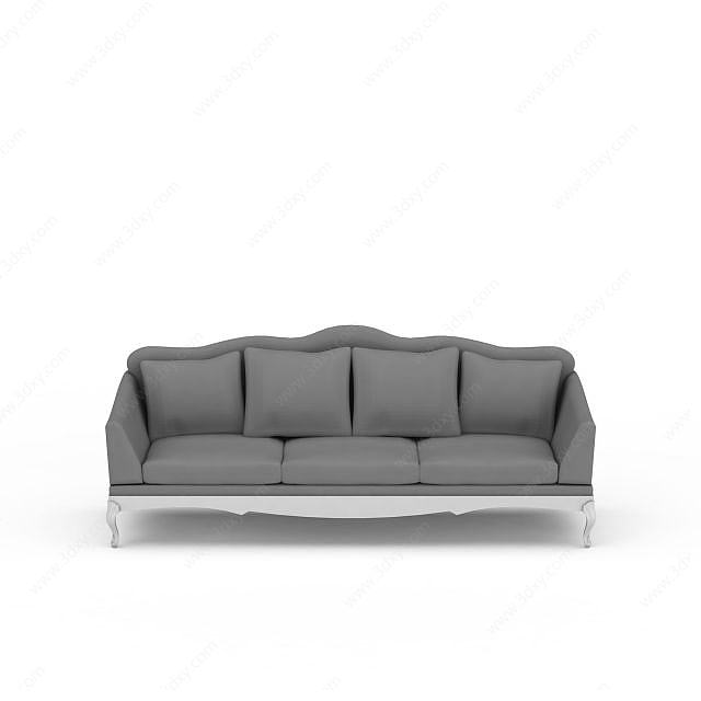 布艺灰色沙发3D模型
