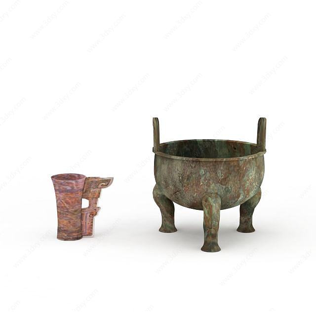 中式青铜器3D模型