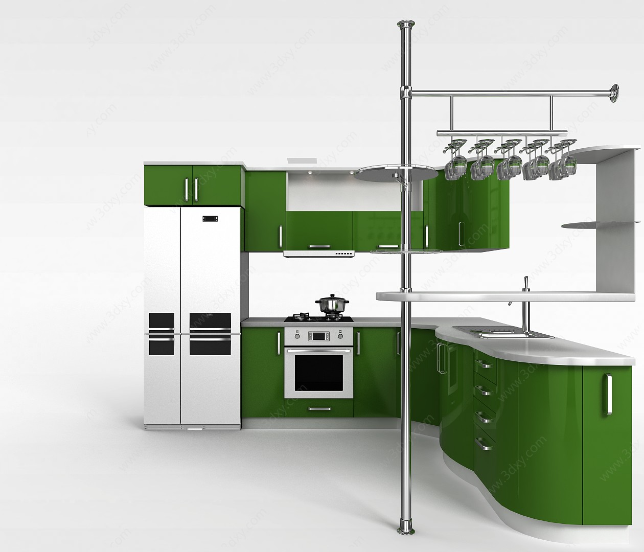 绿色不锈钢橱柜3D模型