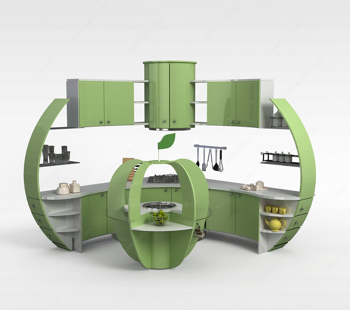 个性绿色橱柜3D模型
