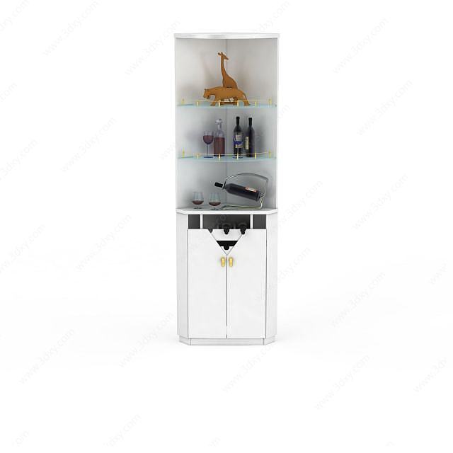 白色简约酒柜3D模型