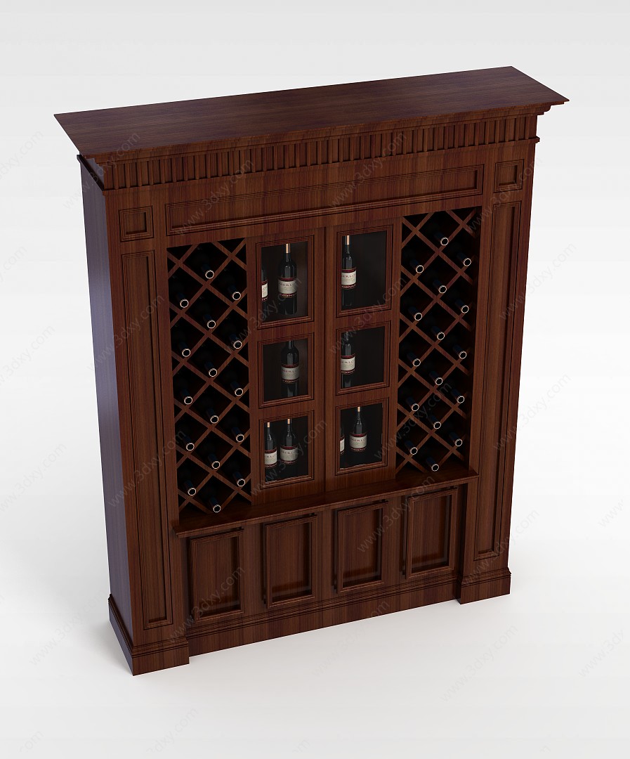 实木酒柜3D模型