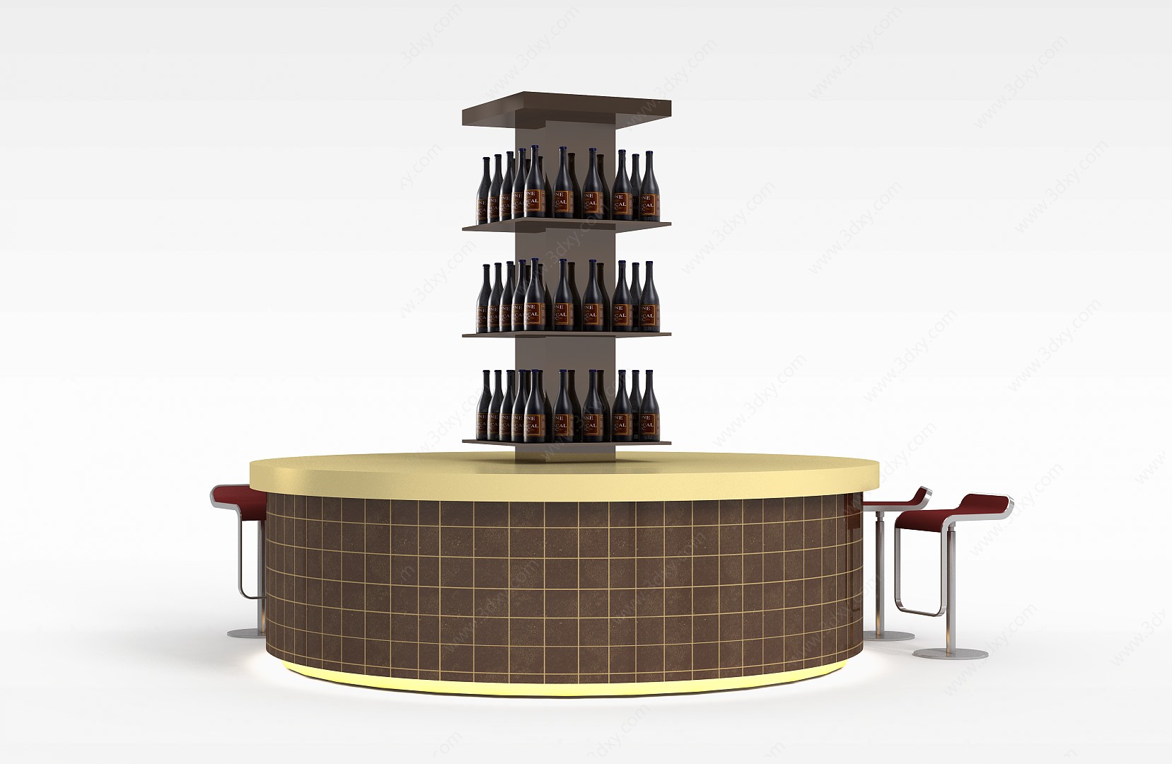 圆形酒吧酒柜3D模型