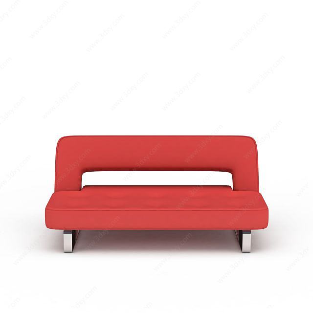 简约红色沙发3D模型