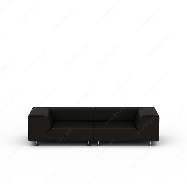 黑色长沙发3D模型