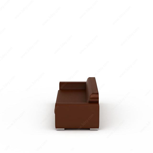 咖色皮质沙发3D模型