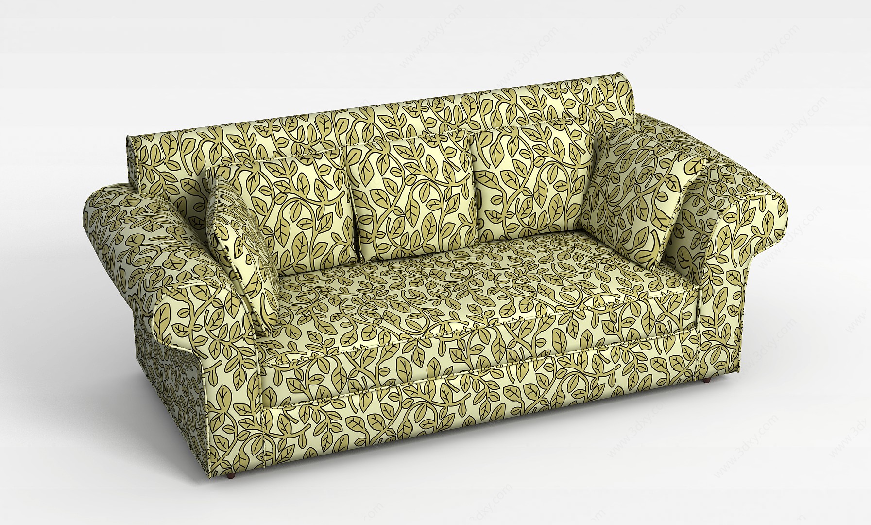 绿色斑点布艺沙发3D模型