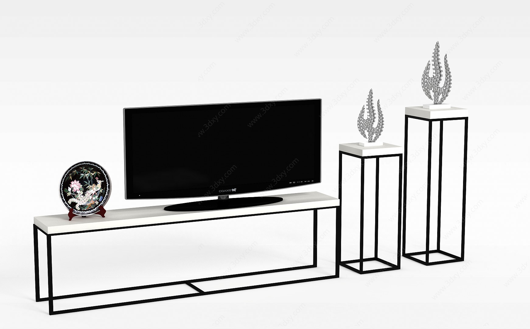 白色个性电视柜3D模型