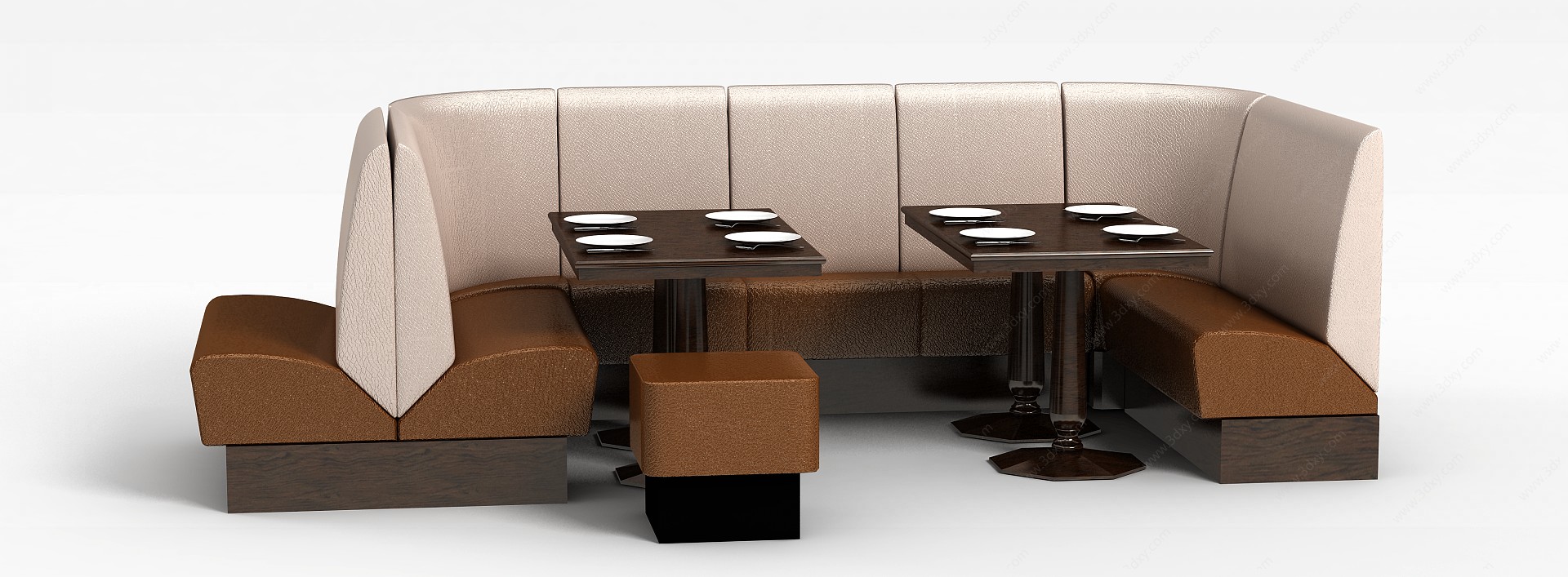 皮质沙发组合3D模型
