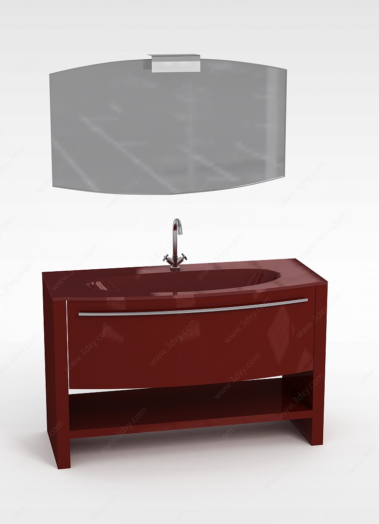 红色洗手台组合3D模型