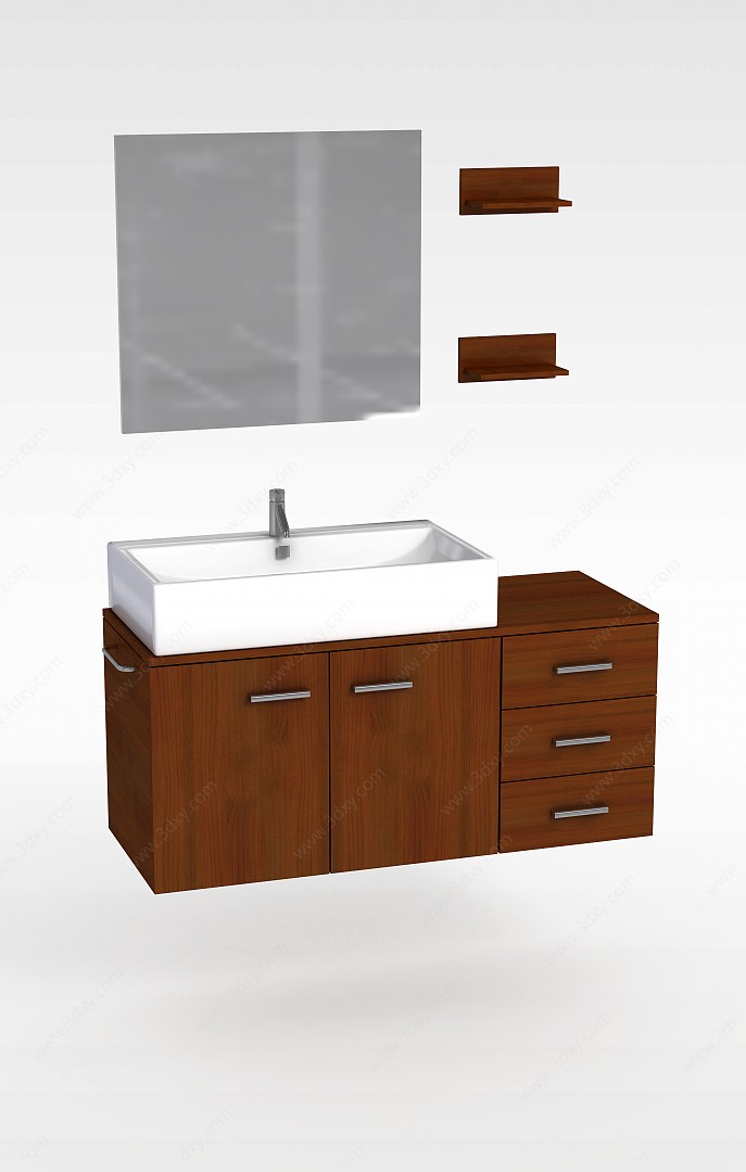 木质洗手台组合3D模型