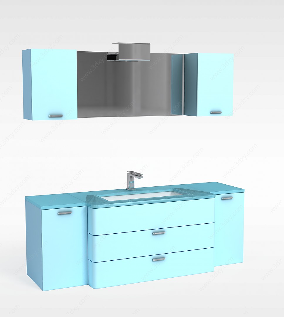 蓝色洗手台组合3D模型