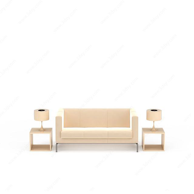 布艺米色沙发3D模型