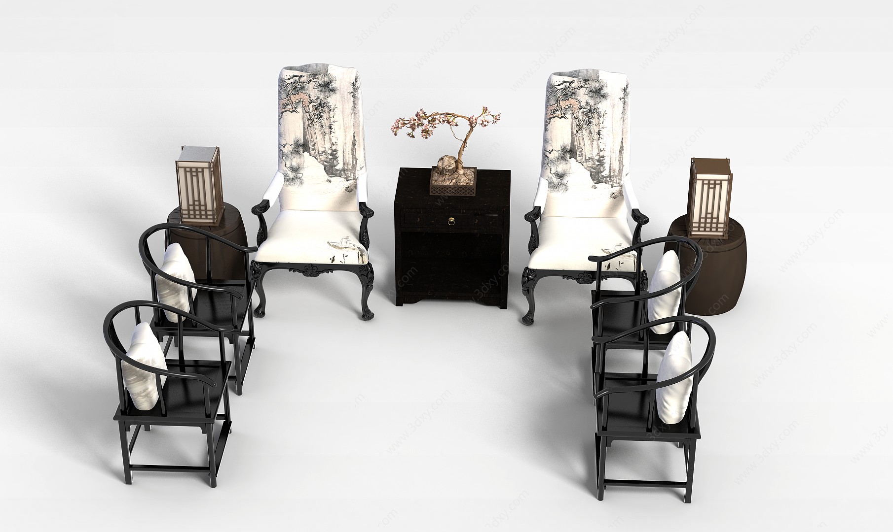中式传统桌椅3D模型
