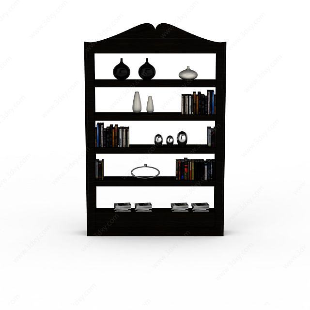 黑色实用书柜3D模型