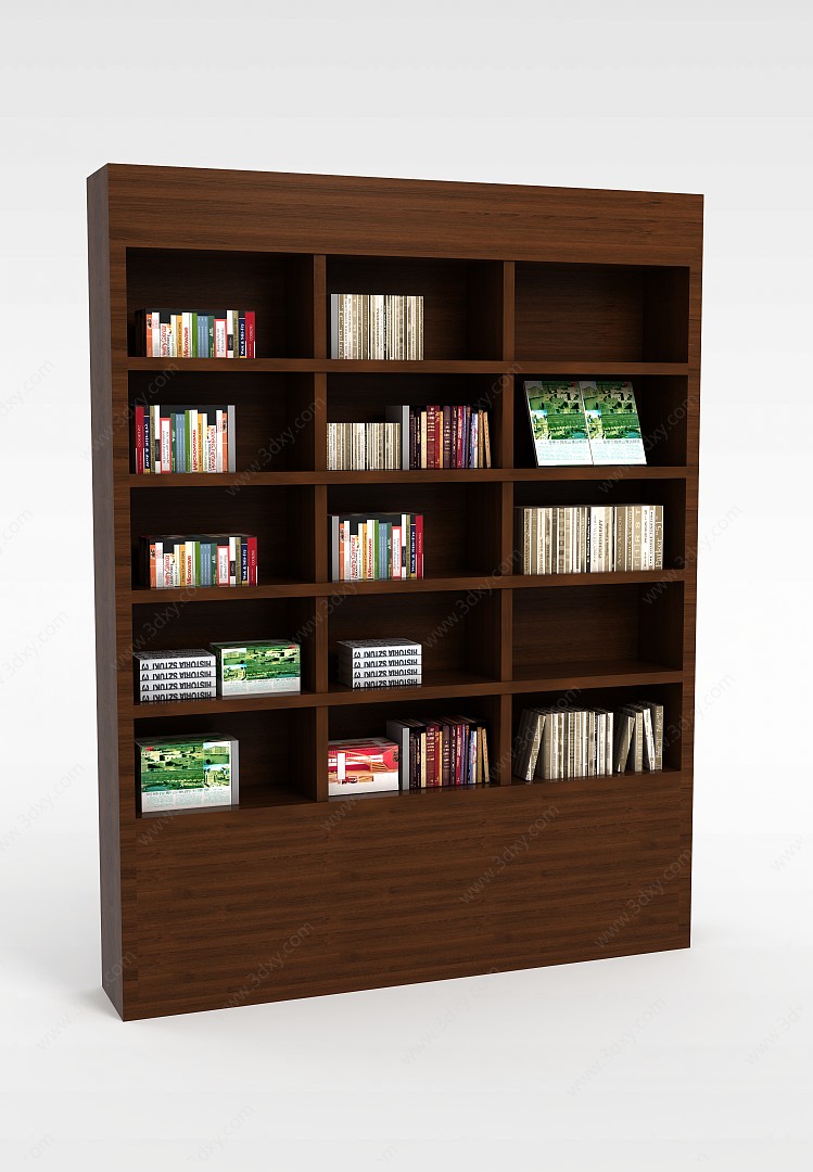 现代木质书柜3D模型