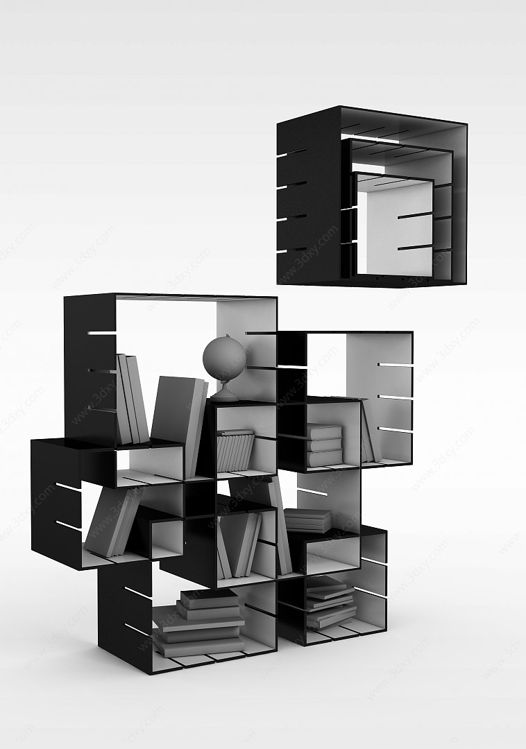 个性木质书架3D模型