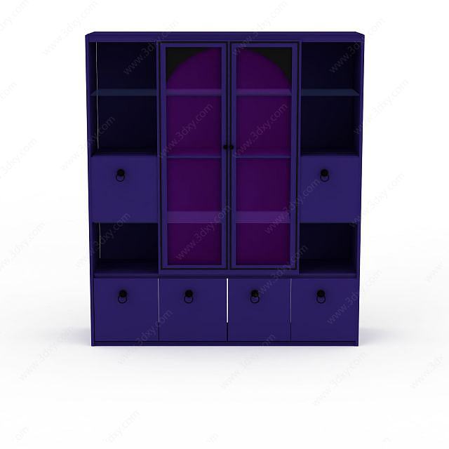 紫色书房柜子3D模型