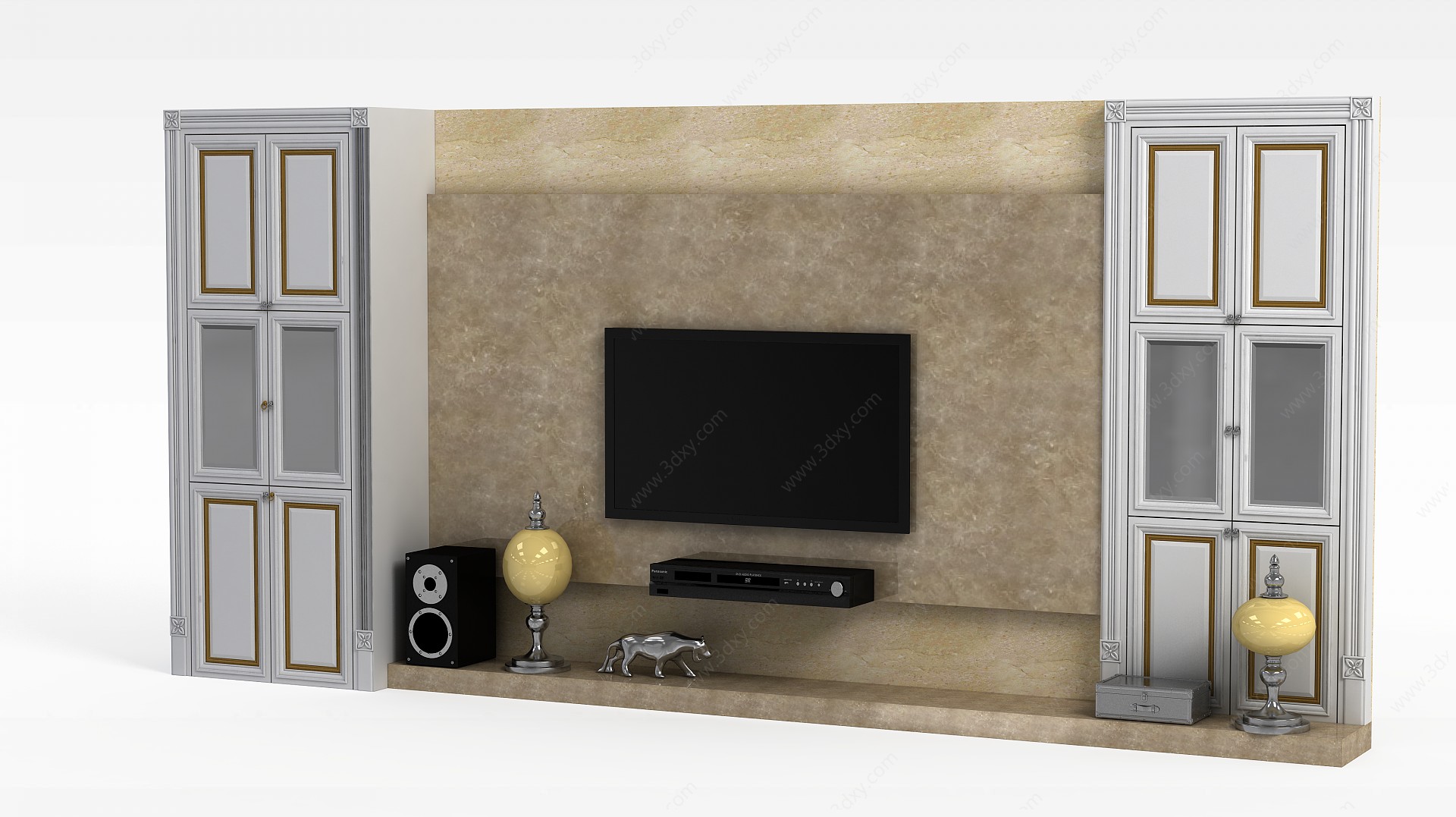 现代简约电视柜背景墙3D模型