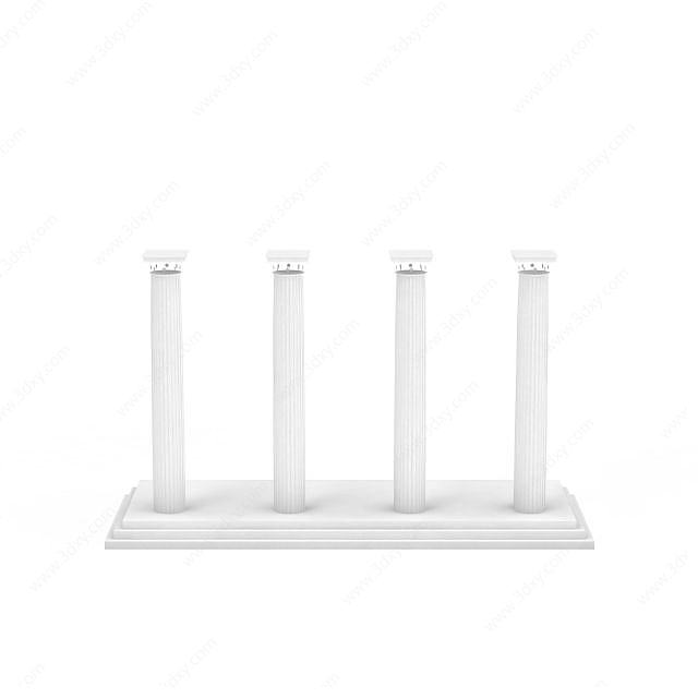 白色欧式柱子3D模型