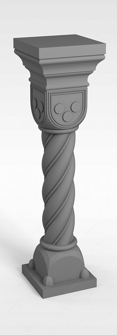 欧式灰色柱子3D模型