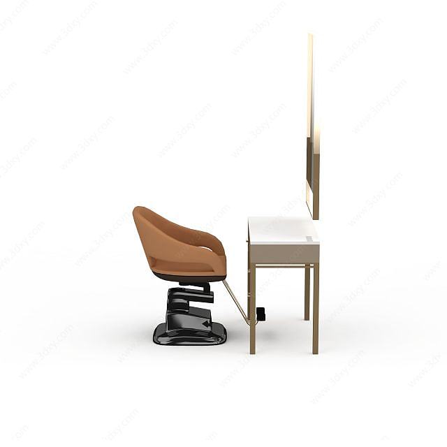 理发店桌椅组合3D模型