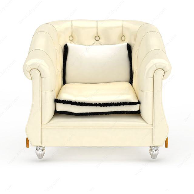 奶白色欧式沙发3D模型