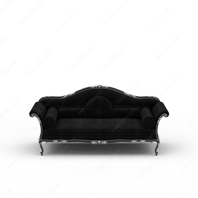黑色欧式双人沙发3D模型