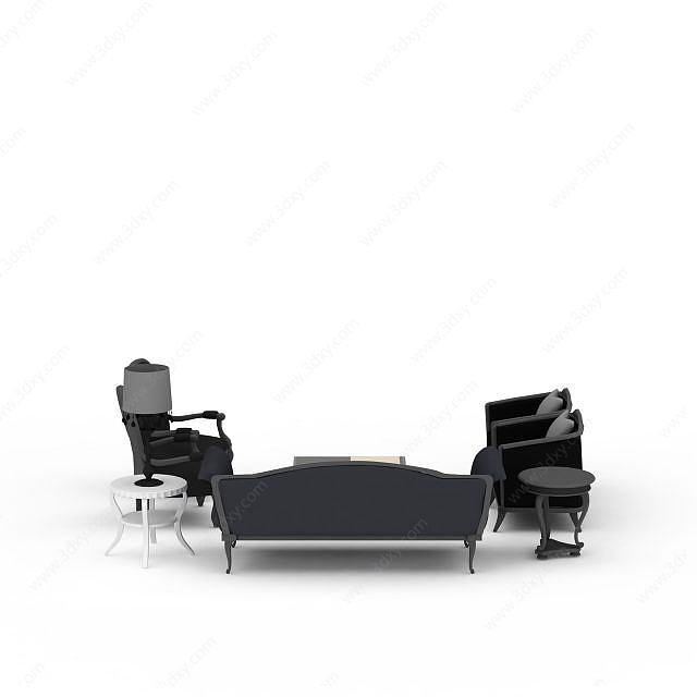 灰色沙发组合3D模型