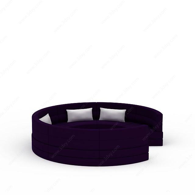 紫色圆形转角沙发3D模型