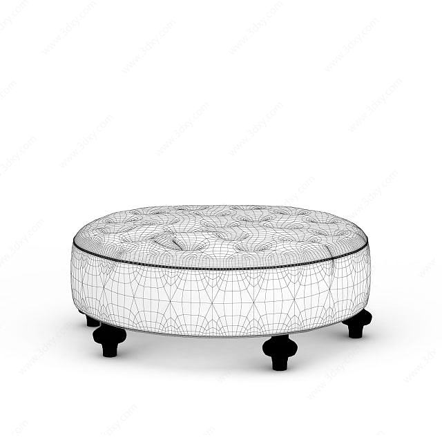 圆形白色沙发凳3D模型