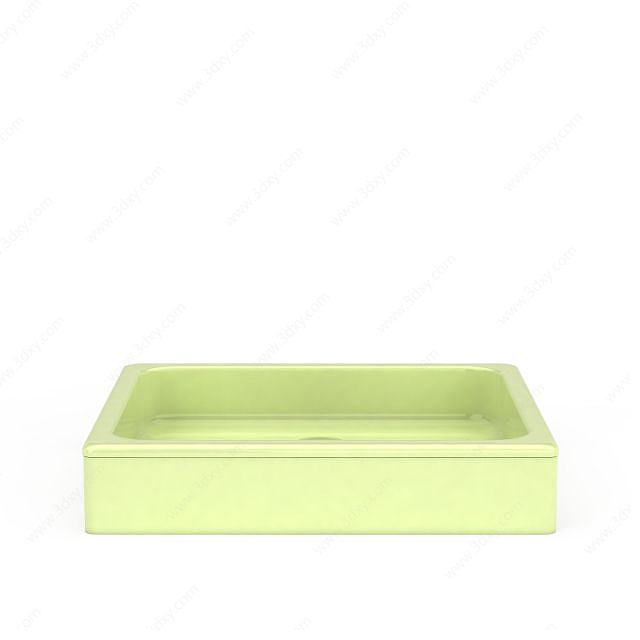 绿色方形浴池3D模型