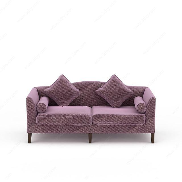 双人紫色现代沙发3D模型