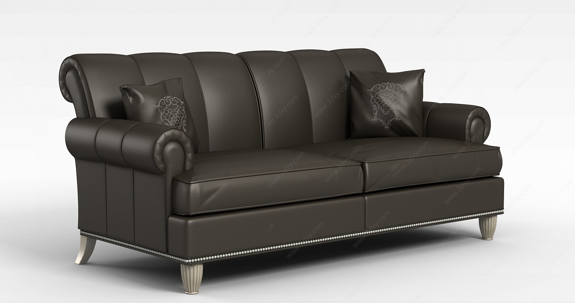 黑色皮质现代沙发3D模型