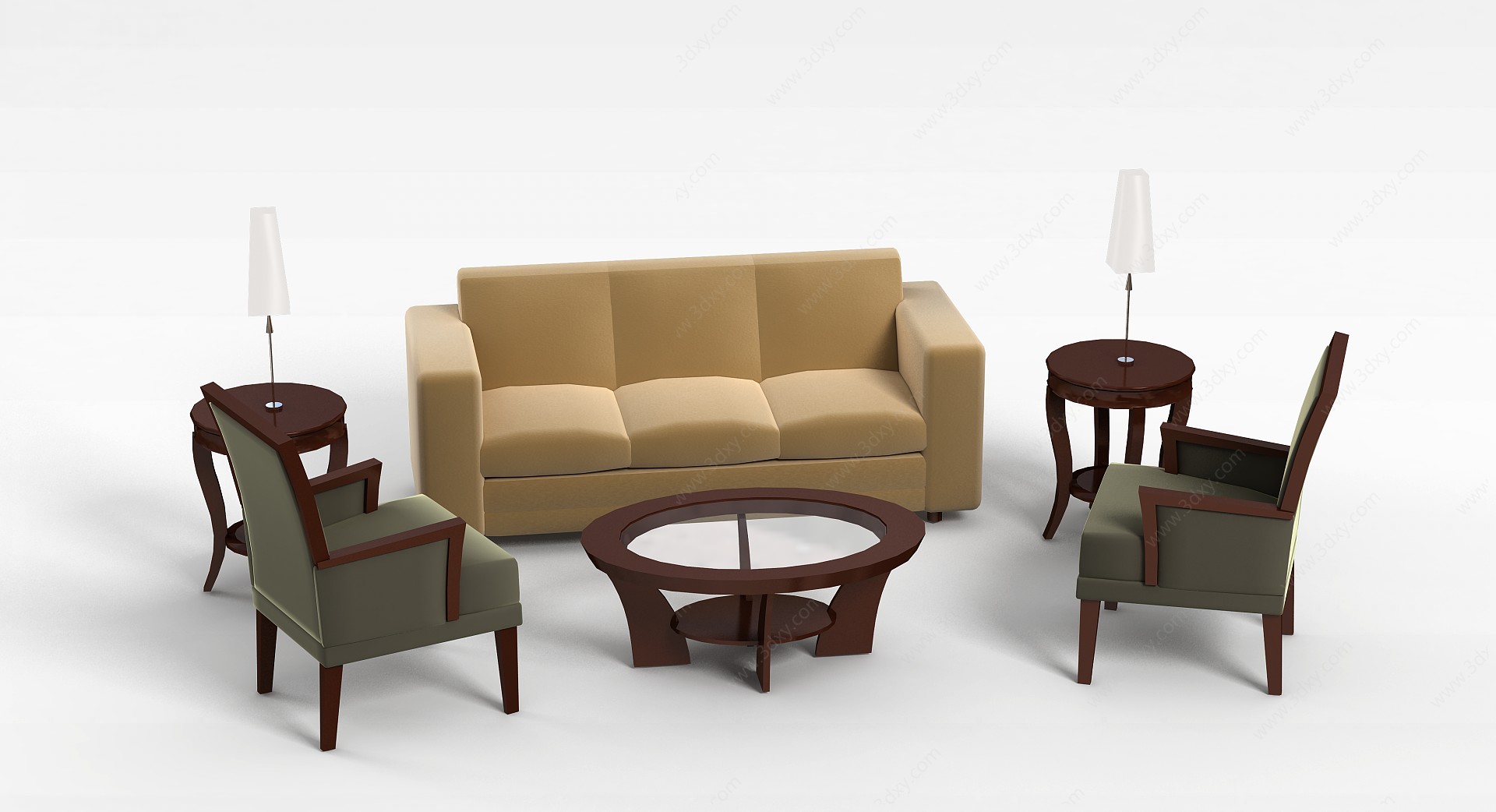 简约浅色沙发茶几3D模型
