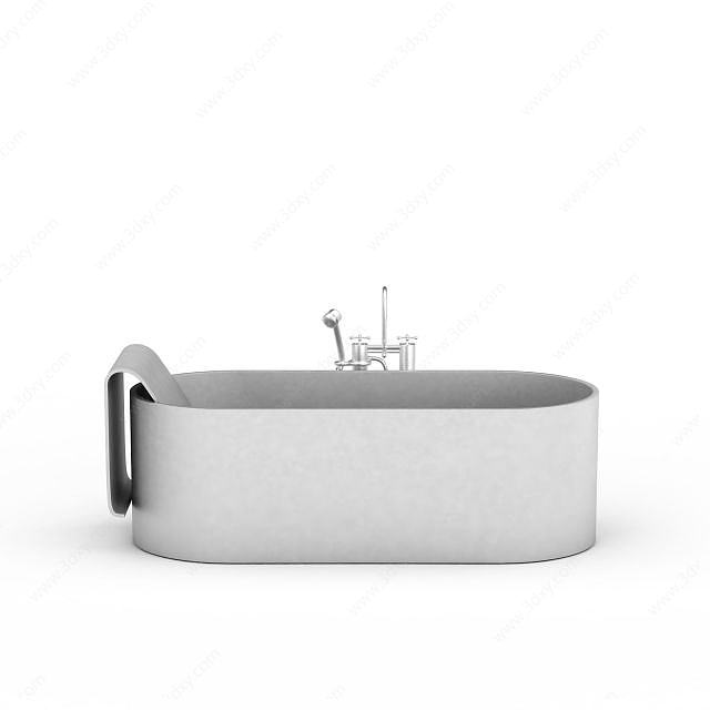 简洁白色浴缸3D模型