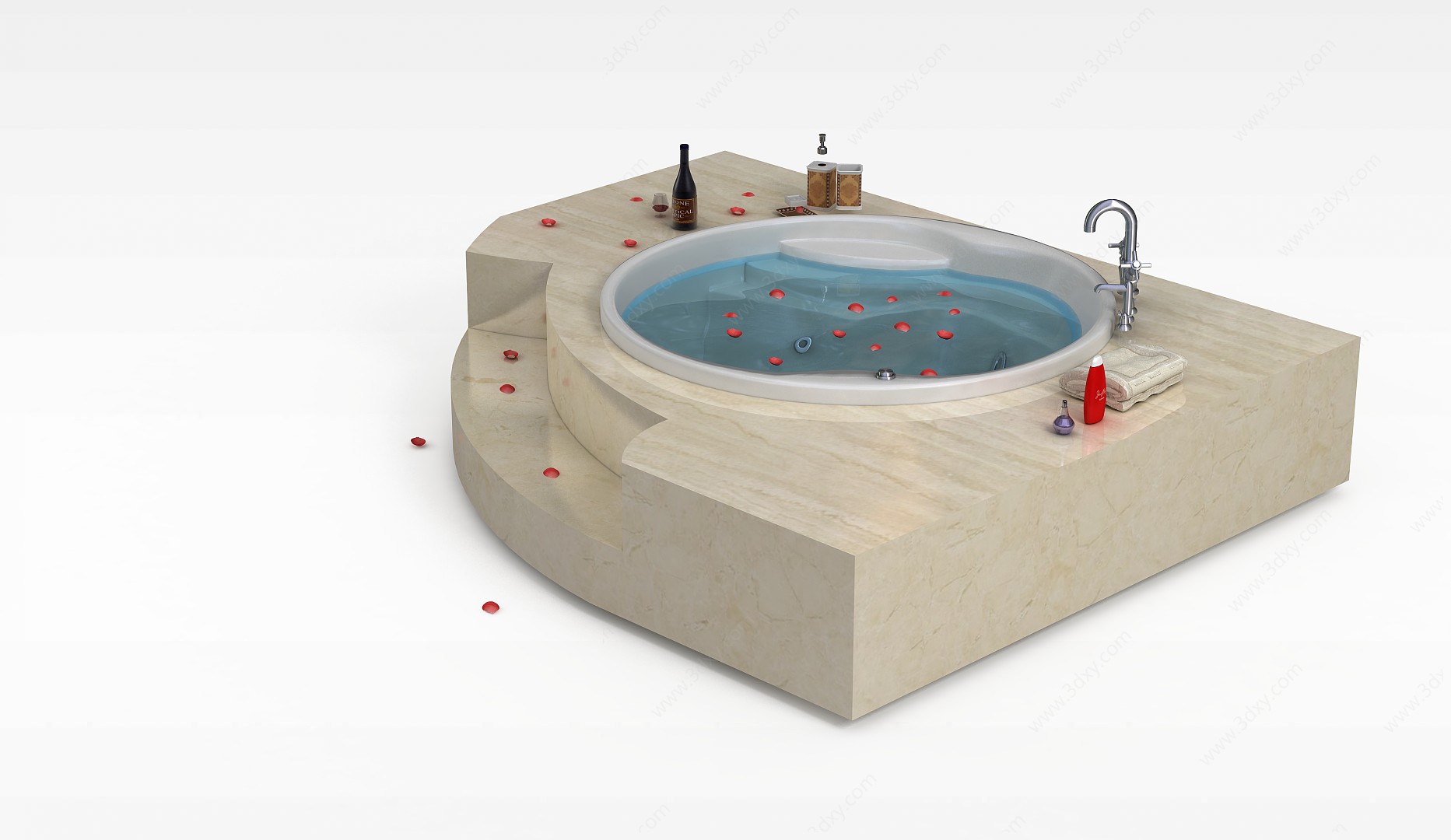 大理石圆形浴缸3D模型